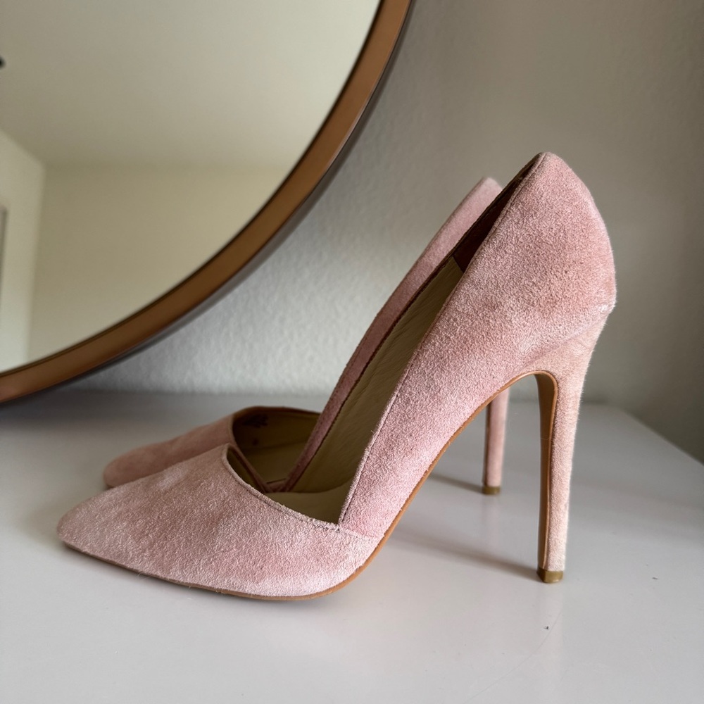 Anthropologie Matiko Bette Pink Suede D'orsay Heel Size 36